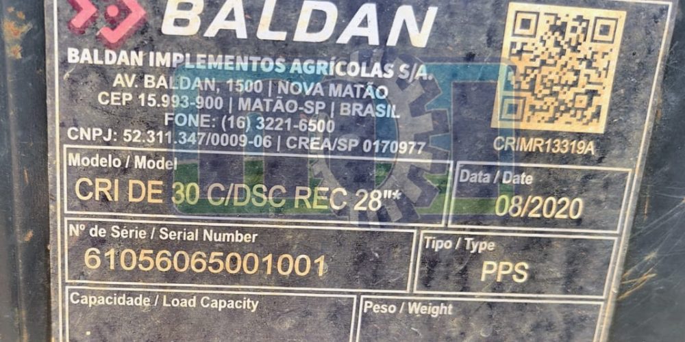 Grade Aradora Intermediária 30 Discos - Baldan