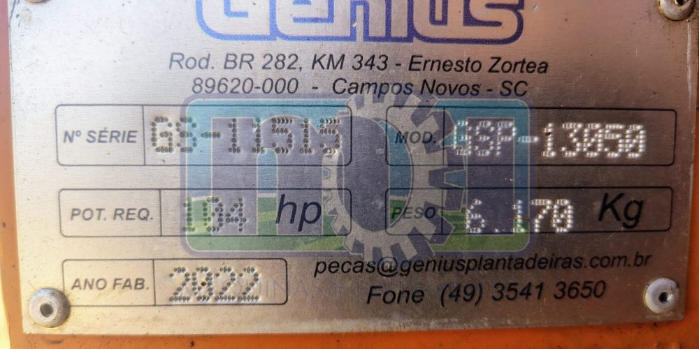 Plantadeira Genius 13 Linhas - Espaçamento de 50 cm | Disco Duplo | Sistema Titanium | Marcador de Linhas