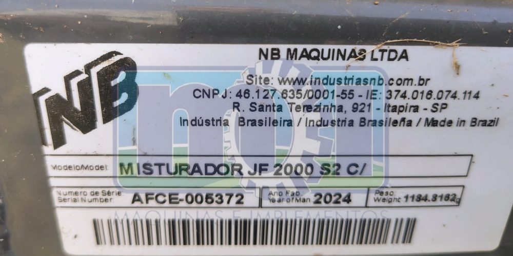 Misturador JF Mix 2000 (2m³) S2 – Misturador INOX